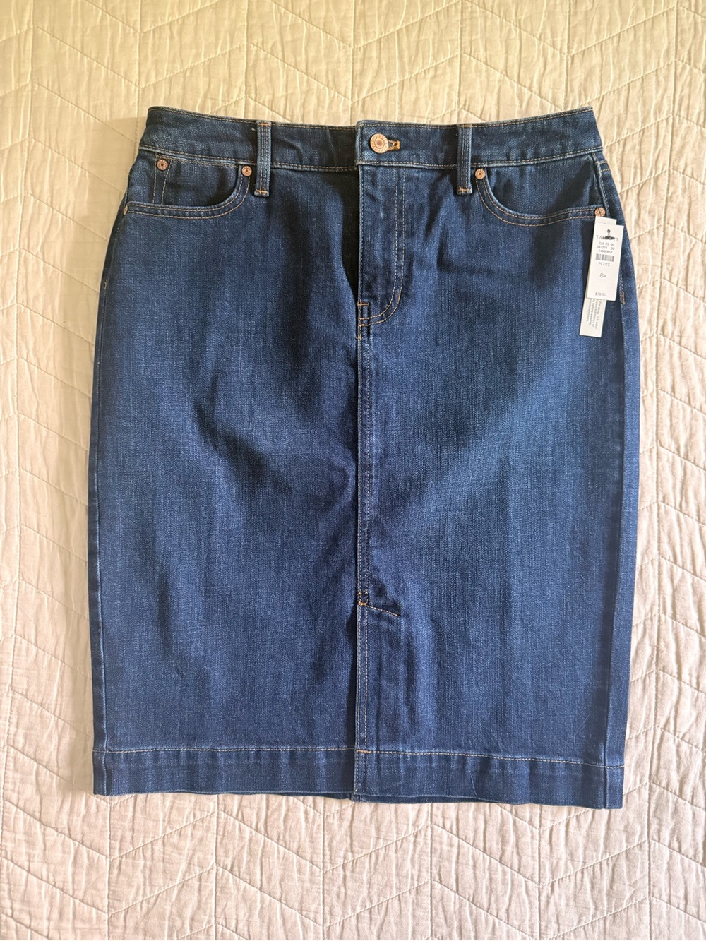 Talbots Dark Blue Denim Skirt with Contrast Stitching
